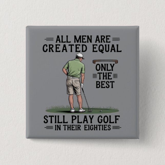 Best Men Play Golf Eighties Funny Golfer Golfing  2 Inch Square Button (Front)