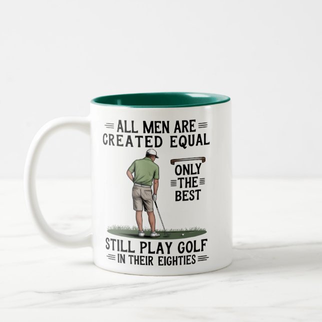 Best Men Play Golf Eighties Funny Golfer Golfing  Two-Tone Coffee Mug (Left)
