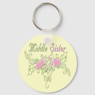 Best Middle Sister Swirling Hearts Keychain