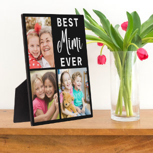 Best Mimi Ever Grandkids 3 Photo Collage Plaque