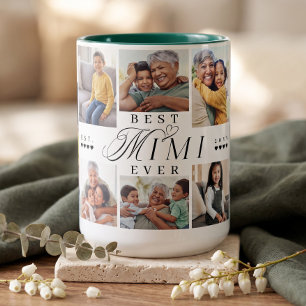 Best Mimi Ever Personalized 8 Photo Collage Gift Two-Tone Coffee Mug