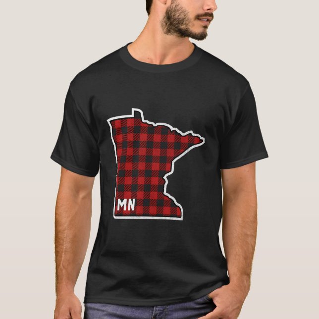 Best Minnesota Buffalo Plaid Mn State Outline T-Shirt (Front)