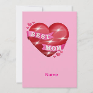 Best Mom 3D Glossy Red Heart Mother's Day Gif Holiday Card