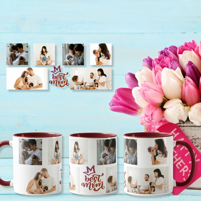  Best Mom 6 Custom Photos Mug (Best Mom 6 Custom Photos Mug)