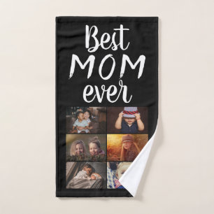 Best Mom 6 Photo Collage Family Photo Hand Towel