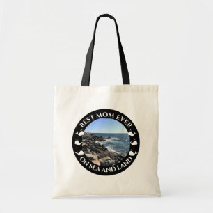 Best Mom Atlantic Ocean Waves of the Sea Black Tote Bag