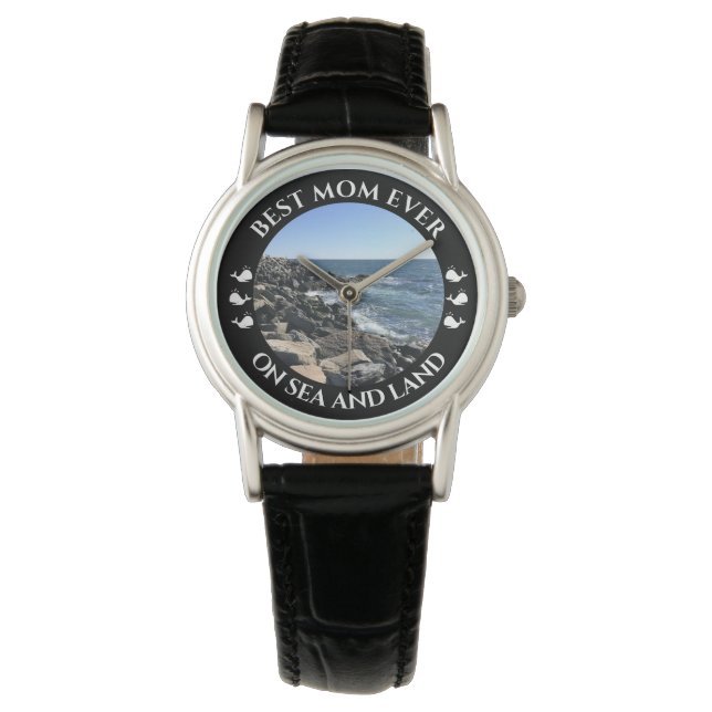Best Mom Atlantic Ocean Waves of the Sea Black Watch (Front)