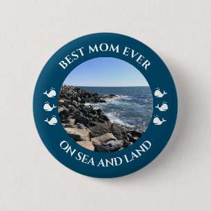 Best Mom Atlantic Ocean Waves of the Sea Blue 2 Inch Round Button