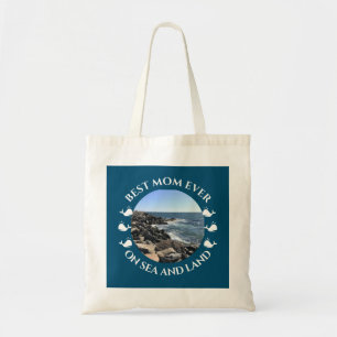 Best Mom Atlantic Ocean Waves of the Sea Blue Tote Bag