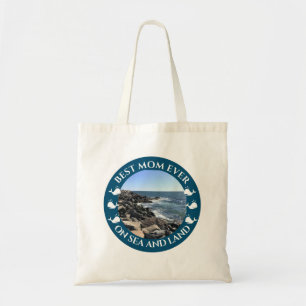 Best Mom Atlantic Ocean Waves of the Sea Blue Tote Bag