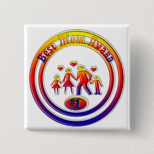 Best Mom Award Rainbow Family 2 Inch Square Button