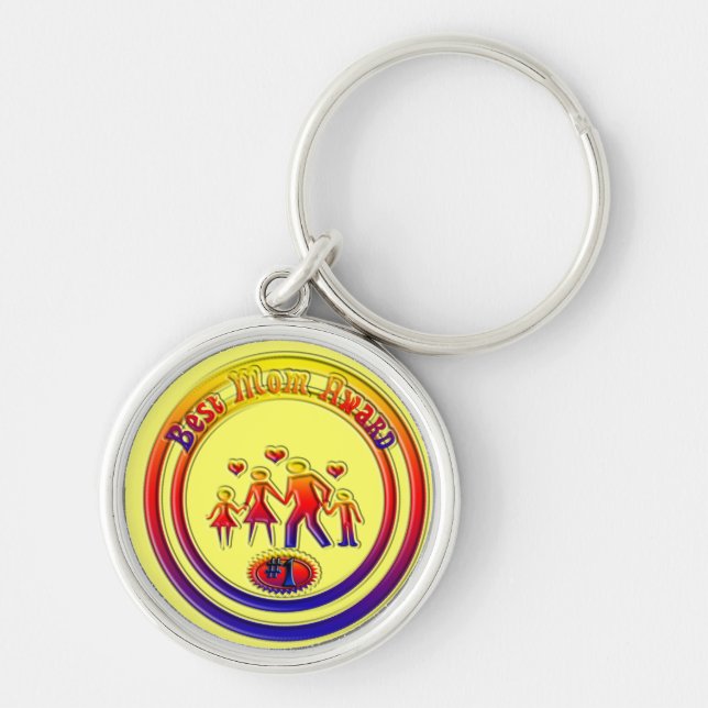Best Mom Award Rainbow Family Keychain (Front)
