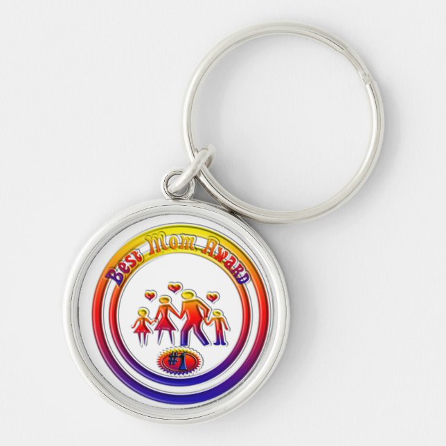 Best Mom Award Rainbow Family Keychain (Front)