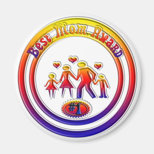 Best Mom Award Rainbow Family Magnet (Front)