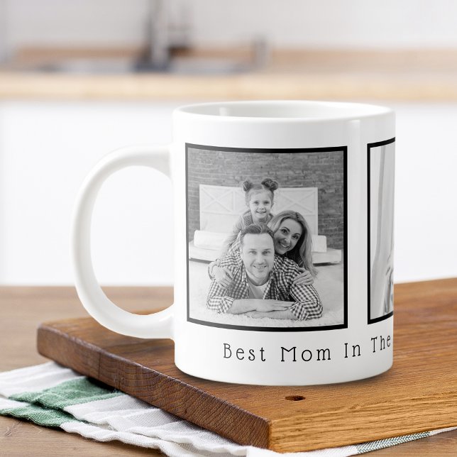Best Mom Black and White 3 Photos Large Coffee Mug (Best Mom Black and White 3 Photos Giant Coffee Mug)