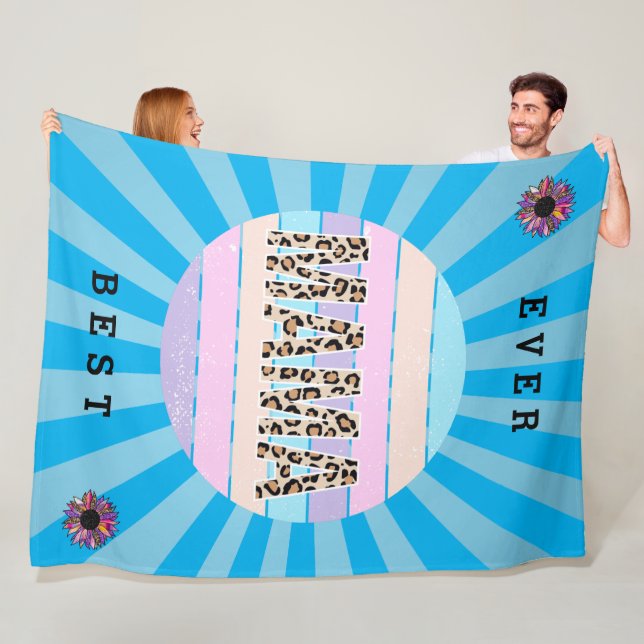 Best Mom Blue Floral Customize Fleece Blanket (In Situ)