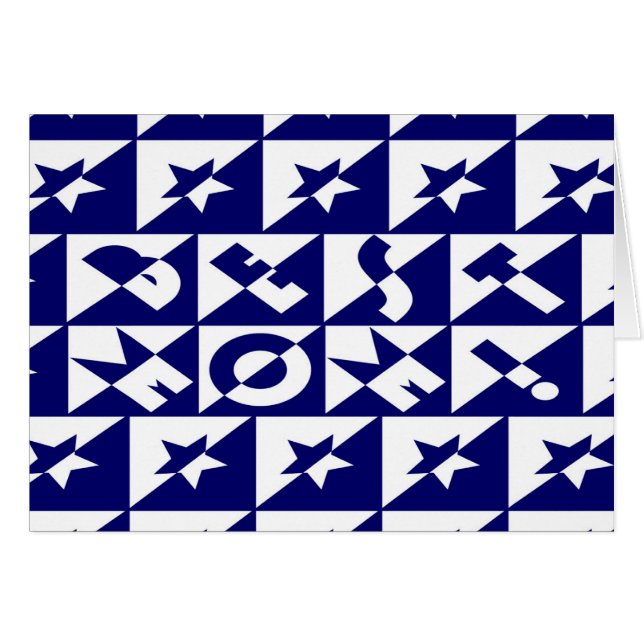 Best Mom Blue with White Pattern and Stars Card (Front Horizontal)