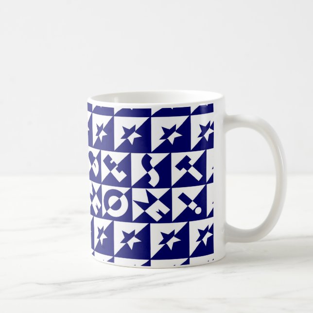 Best Mom Blue with White Pattern and Stars Mug (Right)