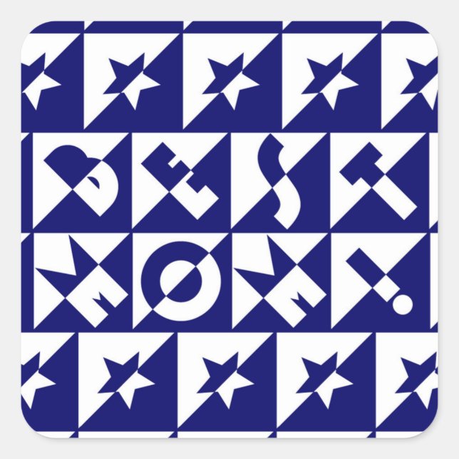 Best Mom Blue with White Pattern and Stars Sticker (Front)