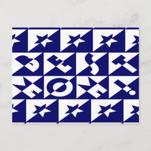 Best Mom Blue with White Pattern Stars Postcard