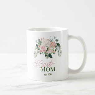 Best Mom Blush Pink Watercolor Floral Coffee Mug
