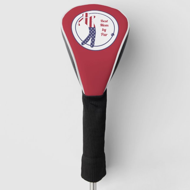 Best Mom by Par | American Flag Golf Player Golf Head Cover (Front)