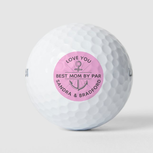 Best Mom by Par Anchor Monogram Name Golf Balls (Front)