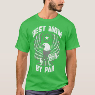 Best Mom By Par Disc Golf Mothers Day USA Flag Eag T-Shirt