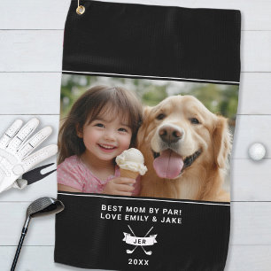 Best Mom By Par Fun Photo Golfer Modern Template Golf Towel