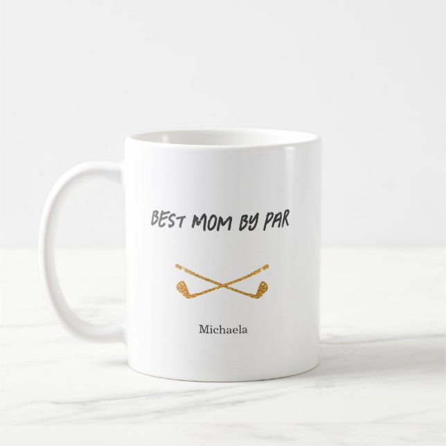 Best Mom by Par Glitter Golf  Coffee Mug (Left)