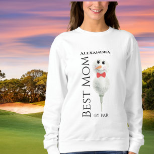 Best Mom by Par :Golf Ball Snowman Red Sweatshirt