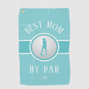 Best Mom By Par Golf Quote Monogram Teal Green Gol Towel