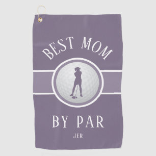 Best Mom By Par Golf Quote Monogrammed Purple Golf Towel