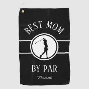 Best Mom By Par Golfer Sports Monogram Black White Golf Towel