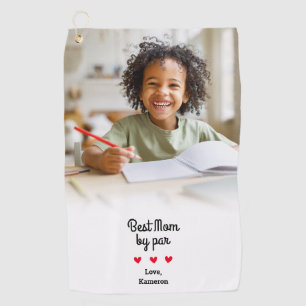 Best Mom By Par Modern Photo Mother’s Day Custom  Golf Towel