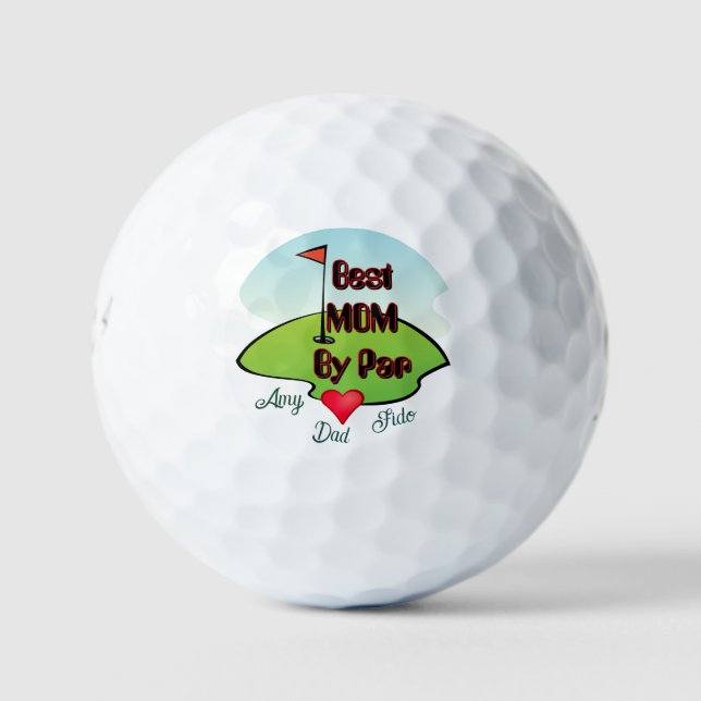 Best Mom by Par -Name/ Initial  Golf Balls (Front)