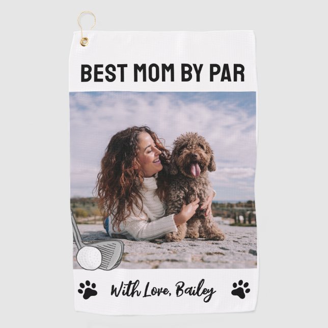 Best Mom By Par Paw Print Golf Golf Towel (Front)