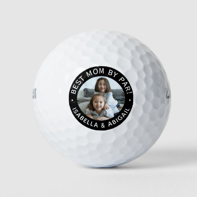 Best Mom By Par Photo Black Golf Balls (Front)