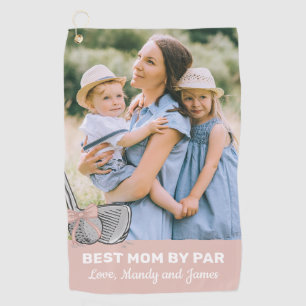 Best Mom By Par Photo Pink Bow Golf Towel