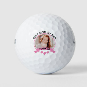 Best Mom By Par Pink Personalized Photo Golf Balls
