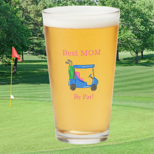 Best Mom By Par Preppy Blue Golf Cart / Funny Golf Glass