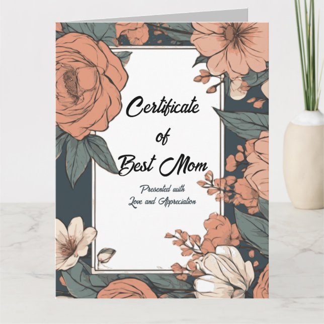 Best Mom Certificate on Mother's Day Card (Front)