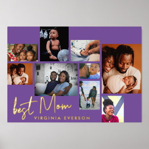 BEST MOM   Collage MOTHERS DAY Multi PHOTO GOLD Foil Prints