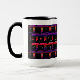 Best Mom Coloured Blocks & Black Background Mug