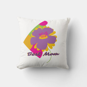 Best Mom Colourful Trendy Design Throw Pillow