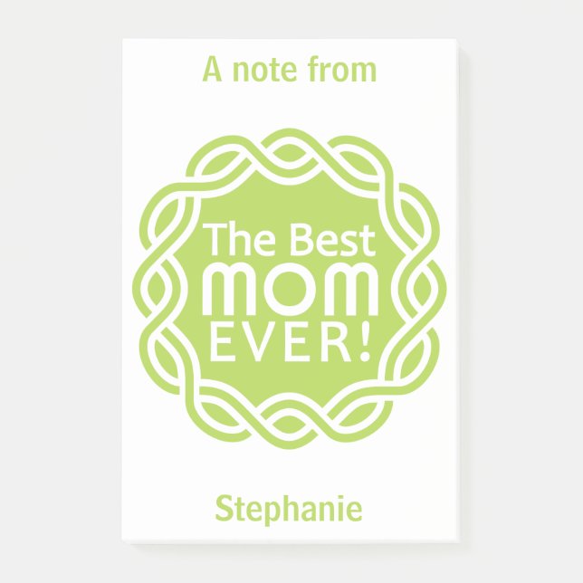 BEST MOM custom name & colour Post-It notes (Front)