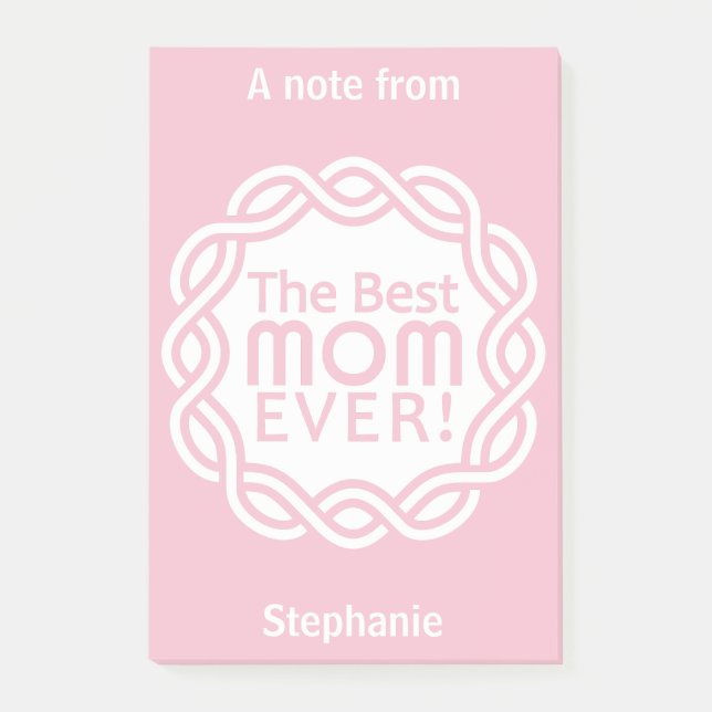 BEST MOM custom name & colour Post-It notes (Front)