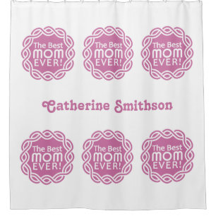 BEST MOM custom name & colour shower curtain