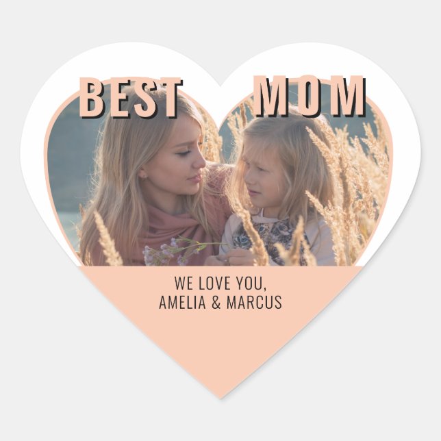 Best Mom Cute Heart Photo Mother`s Day   Heart Sticker (Front)