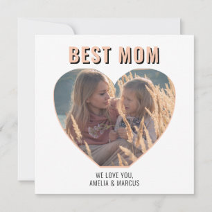 Best Mom Cute Heart Photo Mother`s Day   Holiday Card